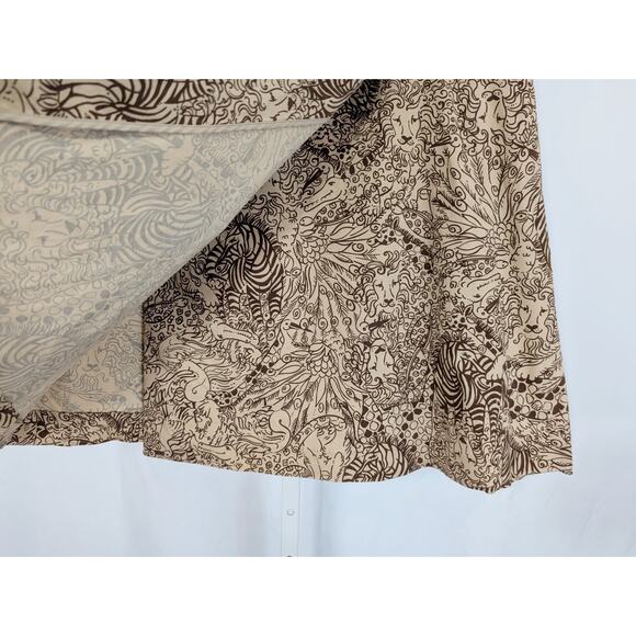 Lilly Pulitzer Wrap Skirt Tan Corduroy The In Crowd Animal Print Misses Size 4 - Picture 3 of 7
